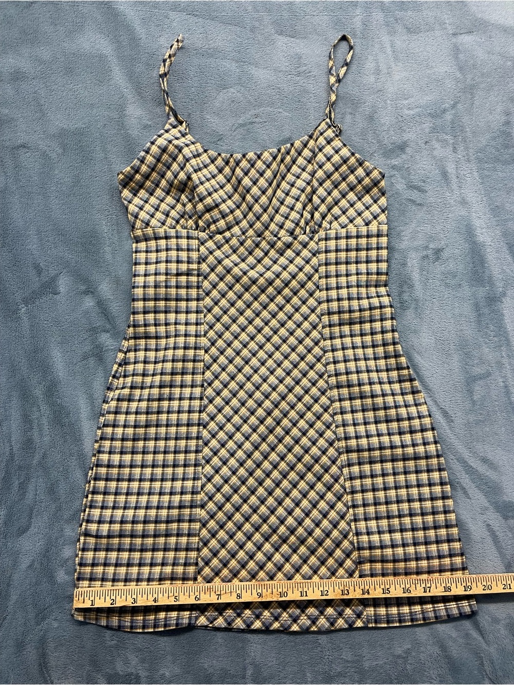 wild fable Yellow and Blue Plaid Spaghetti Strap Mini Dress